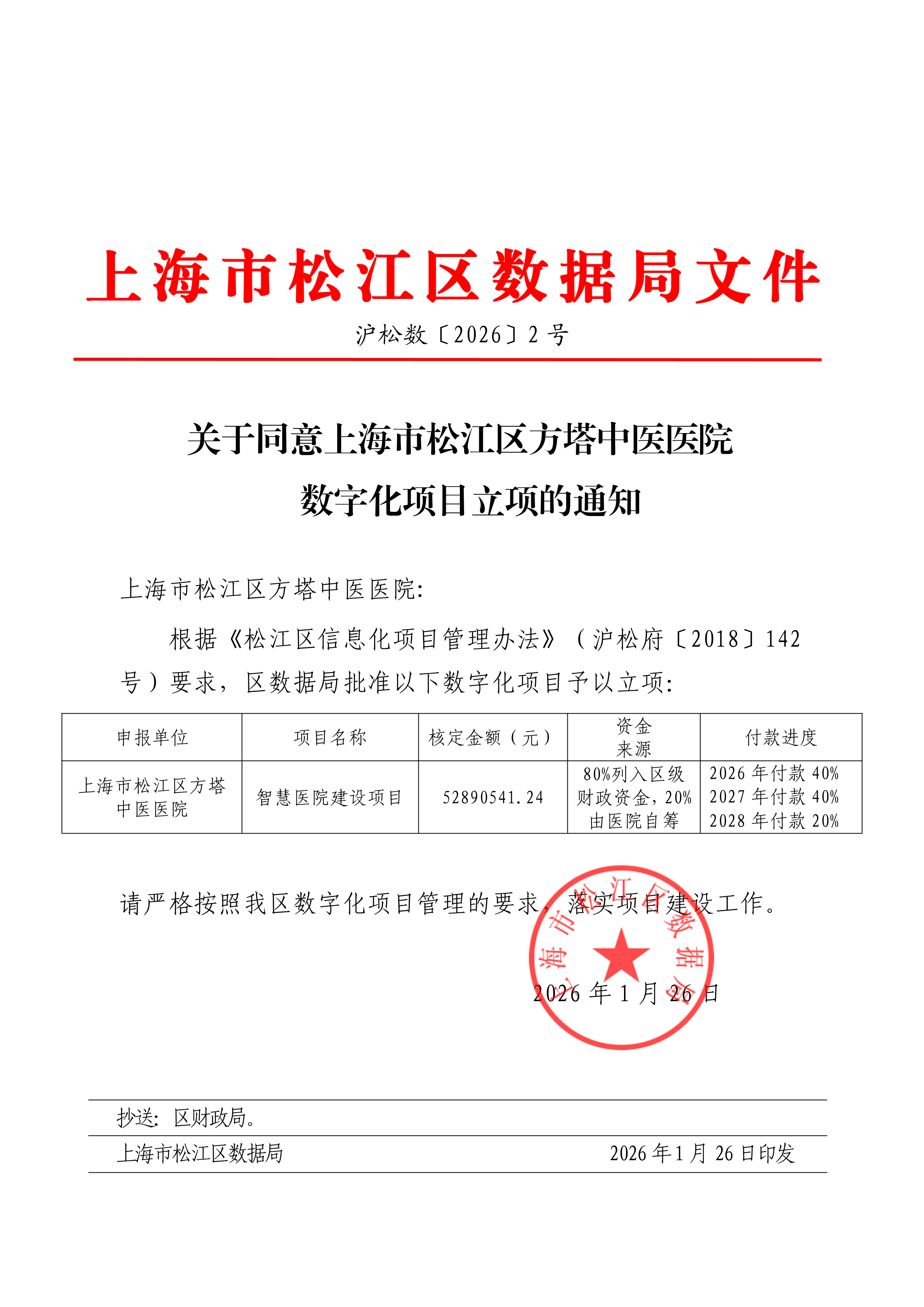 关于同意上海市松江区方塔中医医院数字化项目立项的通知.pdf