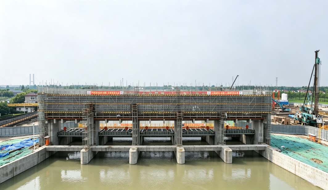 市级重大工程迎来新突破  油墩港航运枢纽节制闸完成首次通水