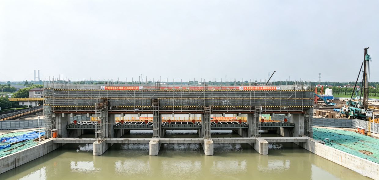 市级重大工程迎来新突破  油墩港航运枢纽节制闸完成首次通水