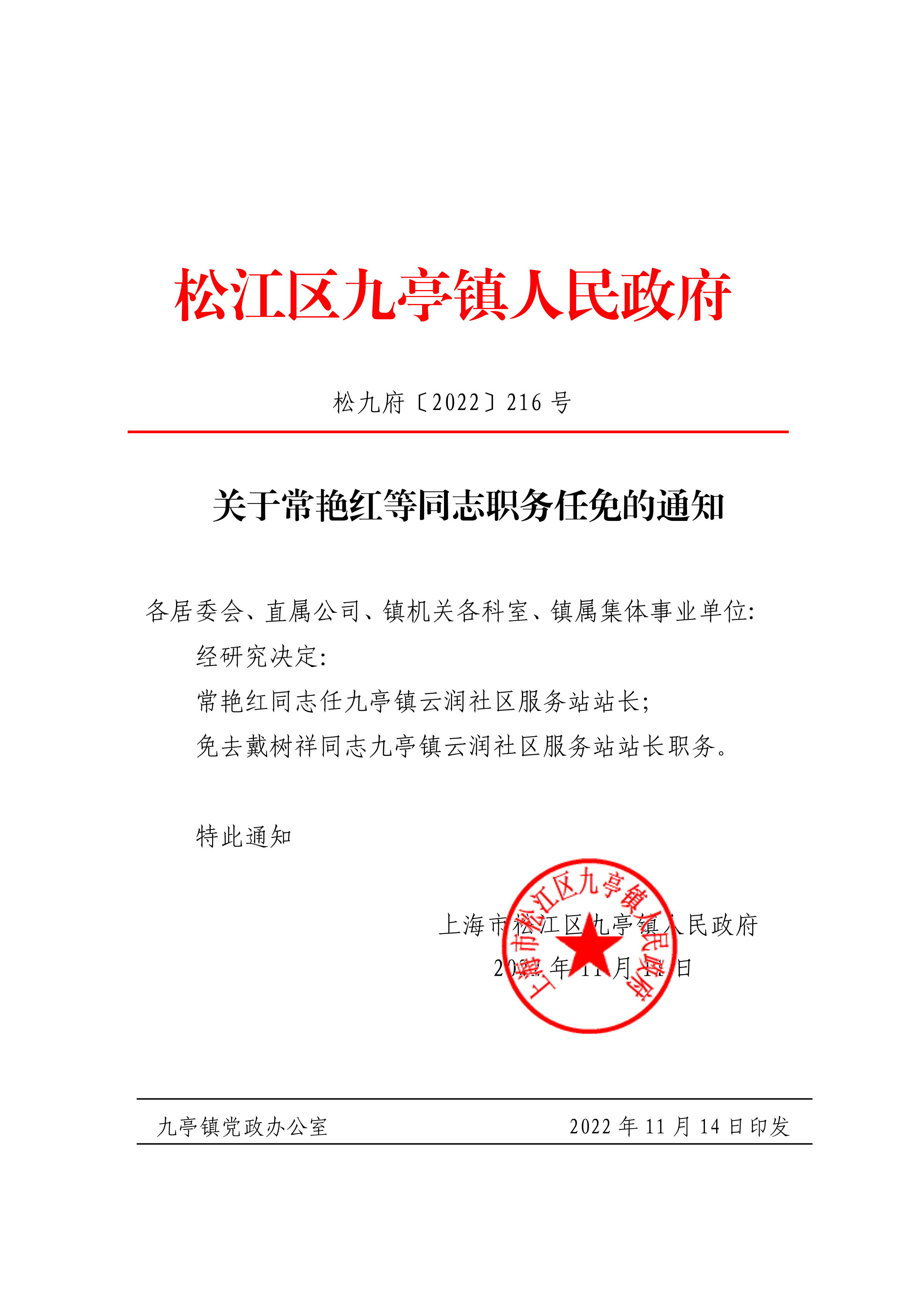 关于常艳红等同志职务任免的通知